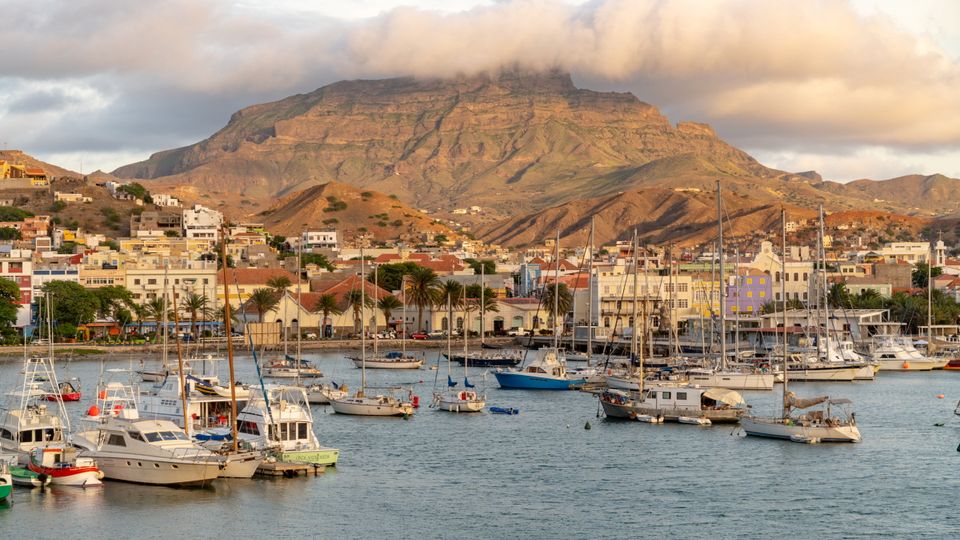Blick auf den Hafen von Mindelo, Sao Vicente, Kap Verde