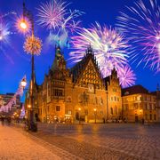 Breslau mit Silvesterfeuerwerk