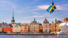 Stockholm mit Schwedenflagge