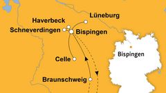 Routenkarte zur Reise