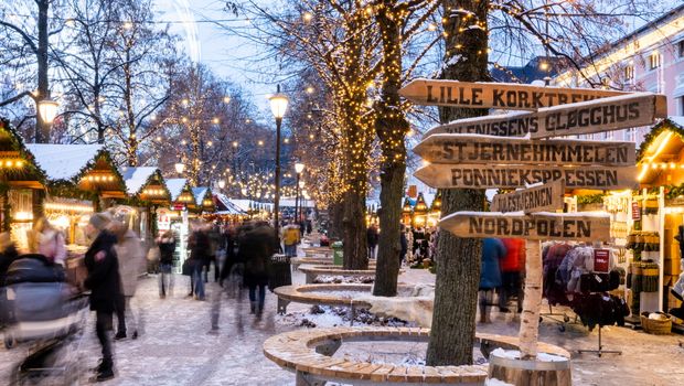 The main street of the christmas marked in Oslo