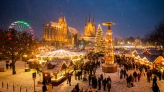 Erfurt, Weihnachtsmarkt im Schnee