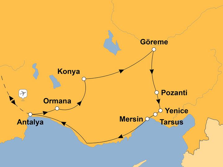 Routenkarte zur Reise