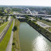 IGA Ruhrgebiet 2027, Drohnenaufnahme Duisburg Kultushafen ©Uwe Grützner, TU Dortmund IGA Ruhrgebiet 2027, Drohnenaufnahme Duisburg Kultushafen