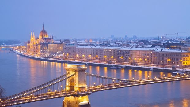 Winterliches Stadtbild von Budapest