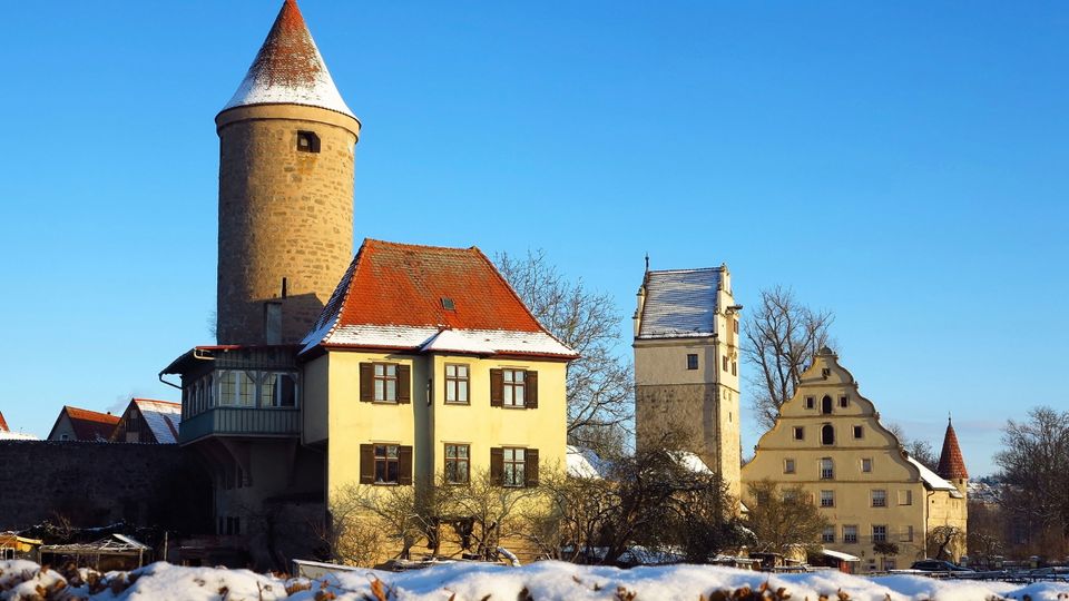 Dinkelsbühl, Bayern, Mittelfranken, Romantische Straße, Winter, Altstadt, Stadtmühle                               