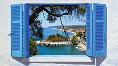 Fensterblick Insel Sithonia