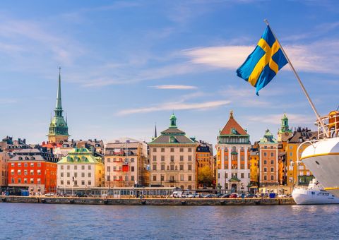 Stockholm mit Schwedenflagge