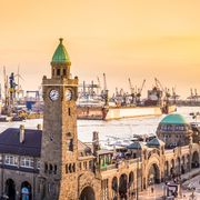 Hamburg Landungsbrücken Sonnenuntergang