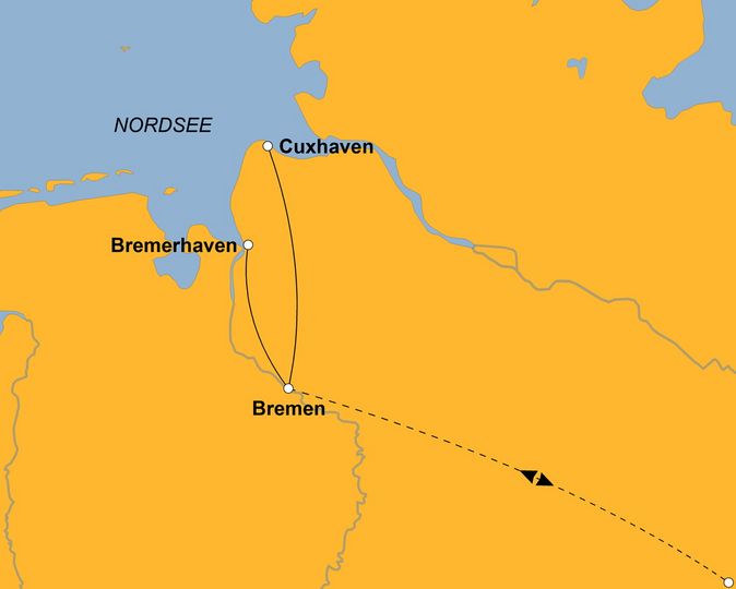 Routenkarte zur Reise