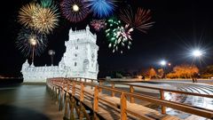 Turm in Belem, Lissabon zu Silvester