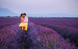 Paar im Lavendelfeld