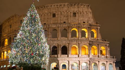 Weihnachtsbaum vor Kolosseum in Rom