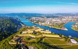 Koblenz, Festung Ehrenbreitstein und Moselmündung in den Rhein