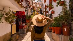 Touristin in Cusco, Peru