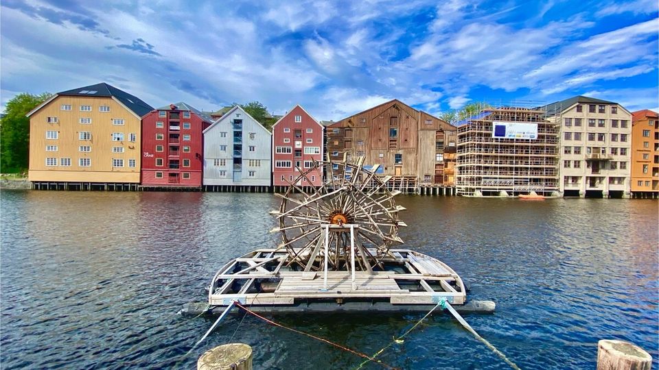 Häuser an Nidelva in Trondheim