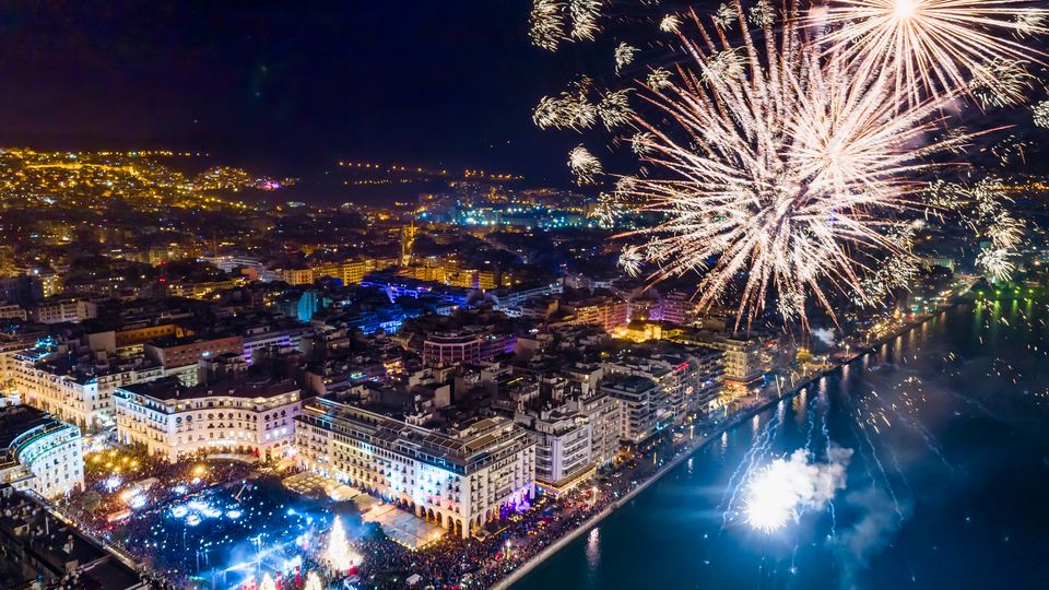 Aristoteles Platz in Thessaloniki an Silvester