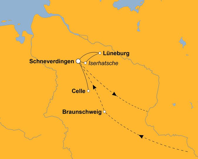Routenkarte zur Reise