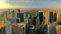 Blick vom Top of the Rock bei Sonnenuntergang