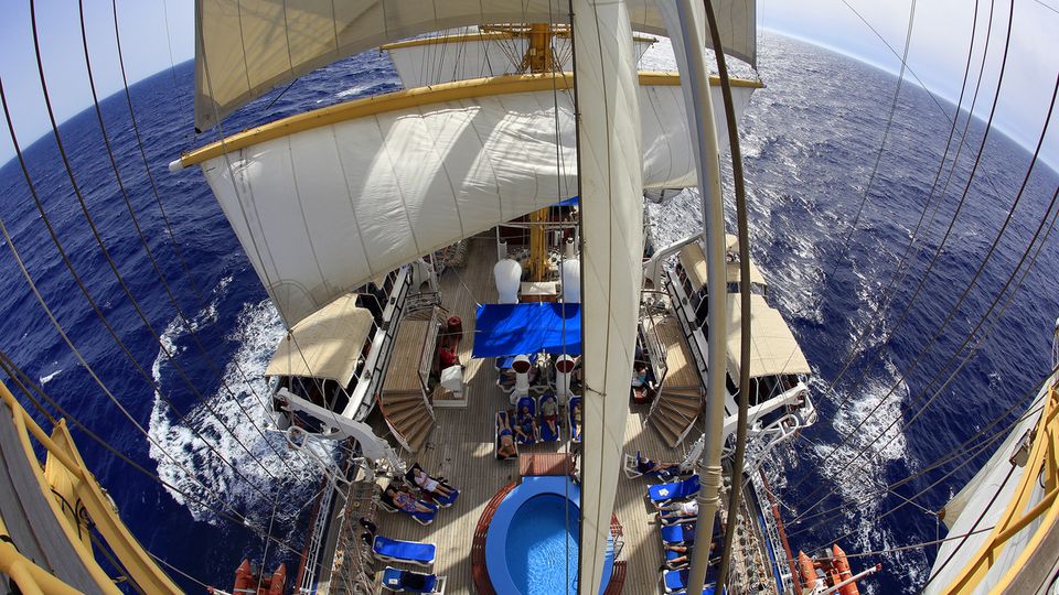 Royal Clipper, Mast mit gesetzten Segeln
