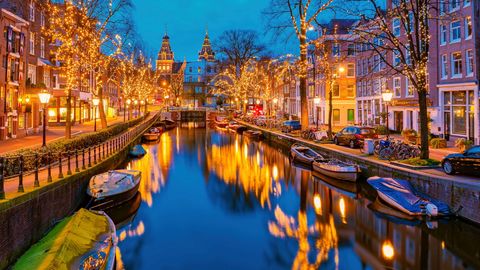 Amsterdam Kanal zu Weihnachten