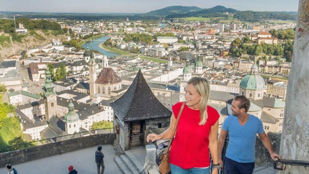 Blick von der Festung über die Salzburger Altstadt