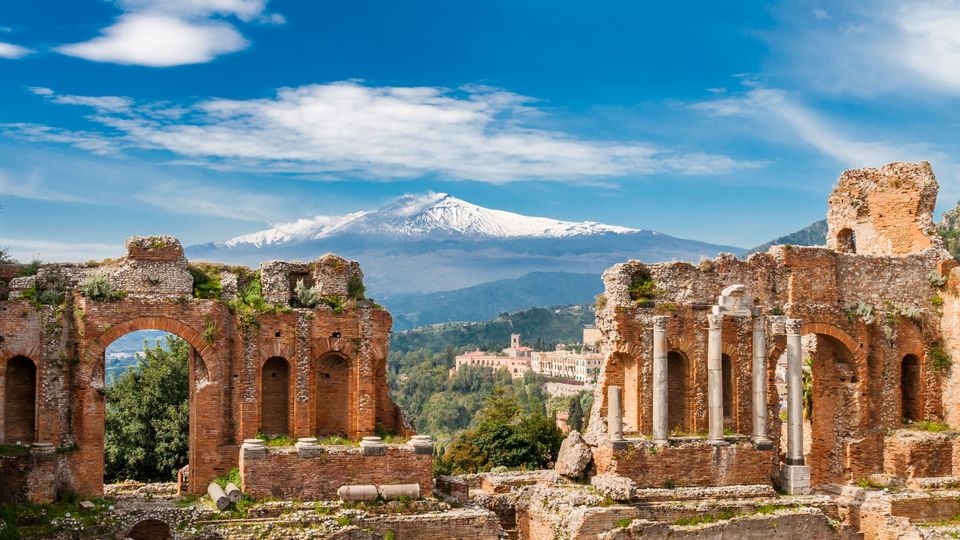 Taormina Sizilien mit Ätna