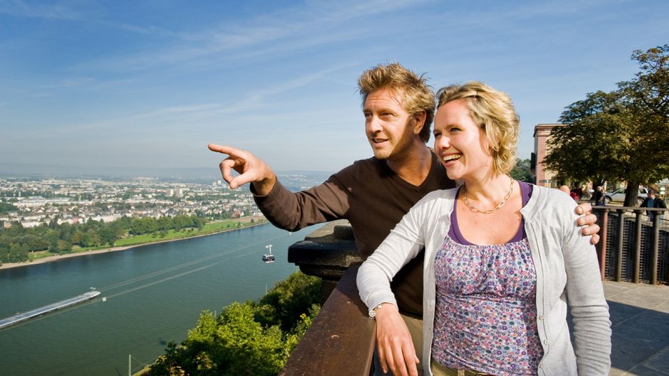 Blick aufs Deutsche Eck in Koblenz