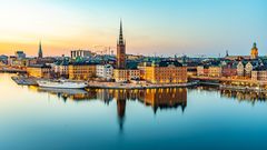 Gamla stan in Stockholm bei Sonnenuntergang