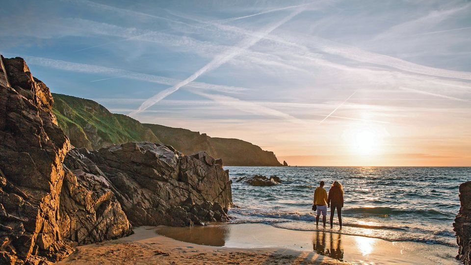 Jersey Sonnenuntergang über dem Meer