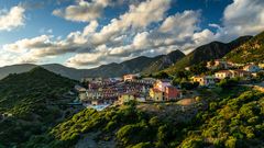 Blick über Nebida in Sardinien