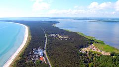 Luftaufnahme der Nehrung Schaabe © AQUAMARIS Strandresidenz Rügen