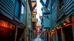 Holzhäuser in Bergen
