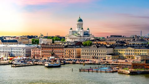 Helsinki, Kathedrale bei Sonnenuntergang