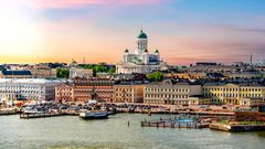 Helsinki, Kathedrale bei Sonnenuntergang