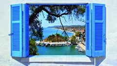 Fensterblick Insel Sithonia