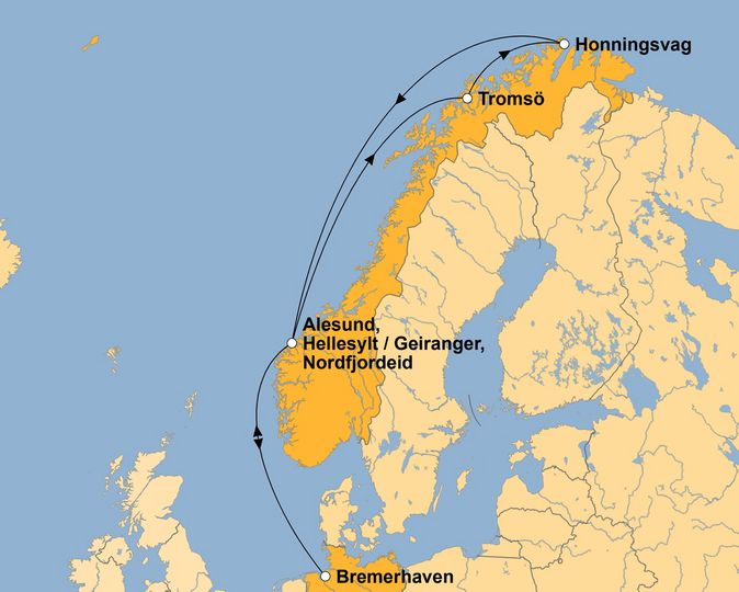 Routenkarte zur Reise