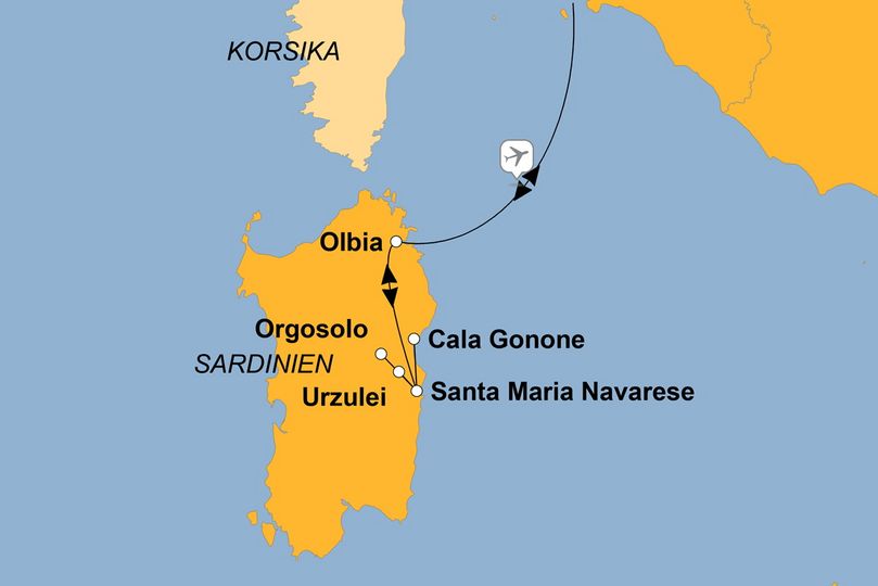 Routenkarte zur Reise